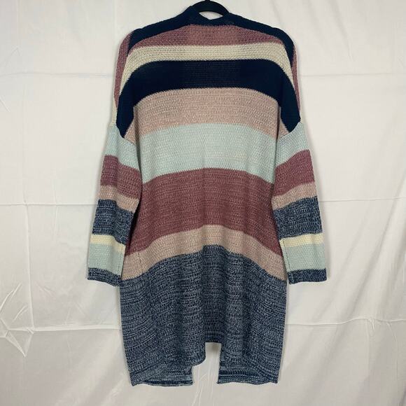 American Rag Striped Knit Open Front Cardigan Boho Cottage Cozy Sweater Medium - Picture 3 of 9